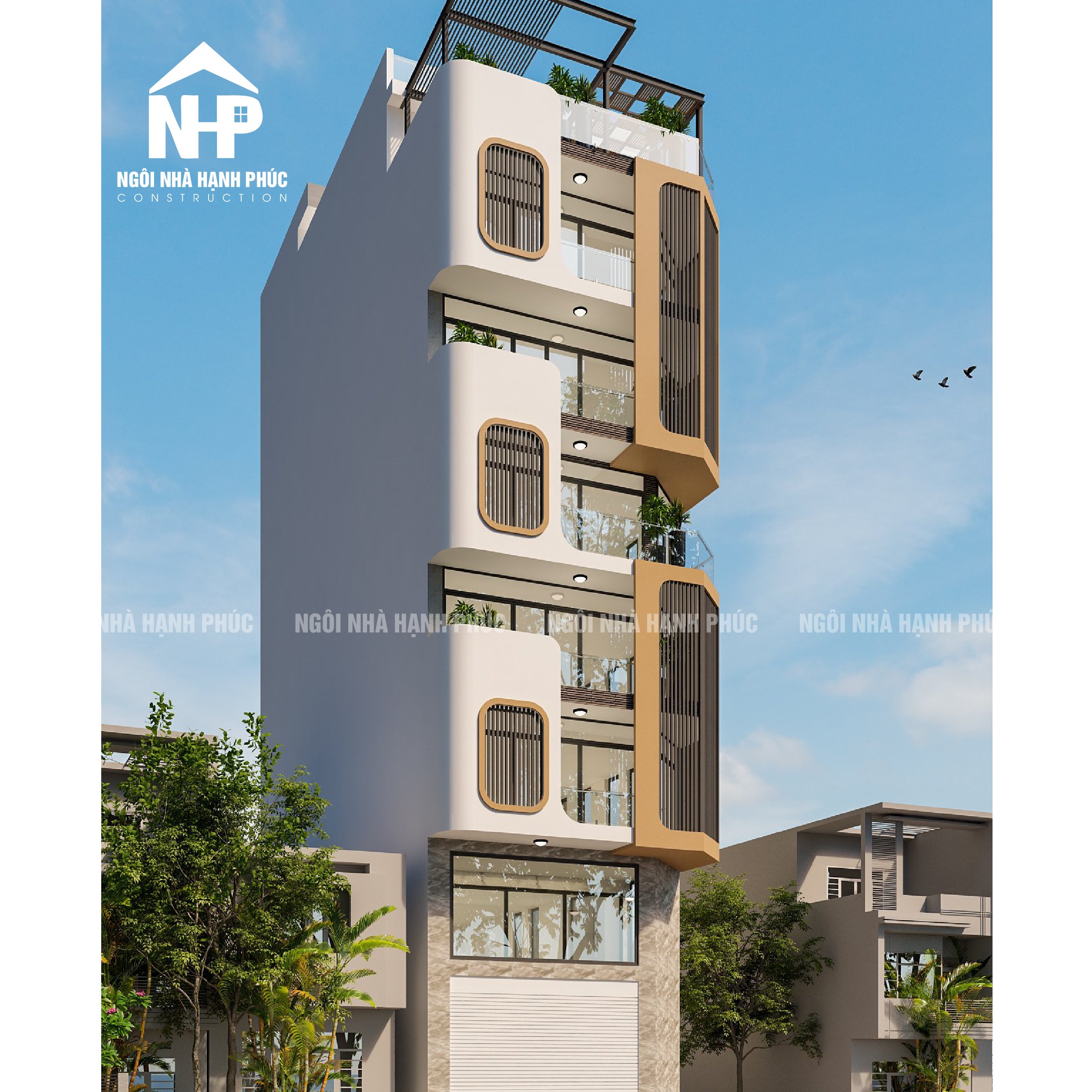 VĂN PHÒNG LÀM VIỆC 8 TẦNG + HẦM +SÂN THƯỢNG