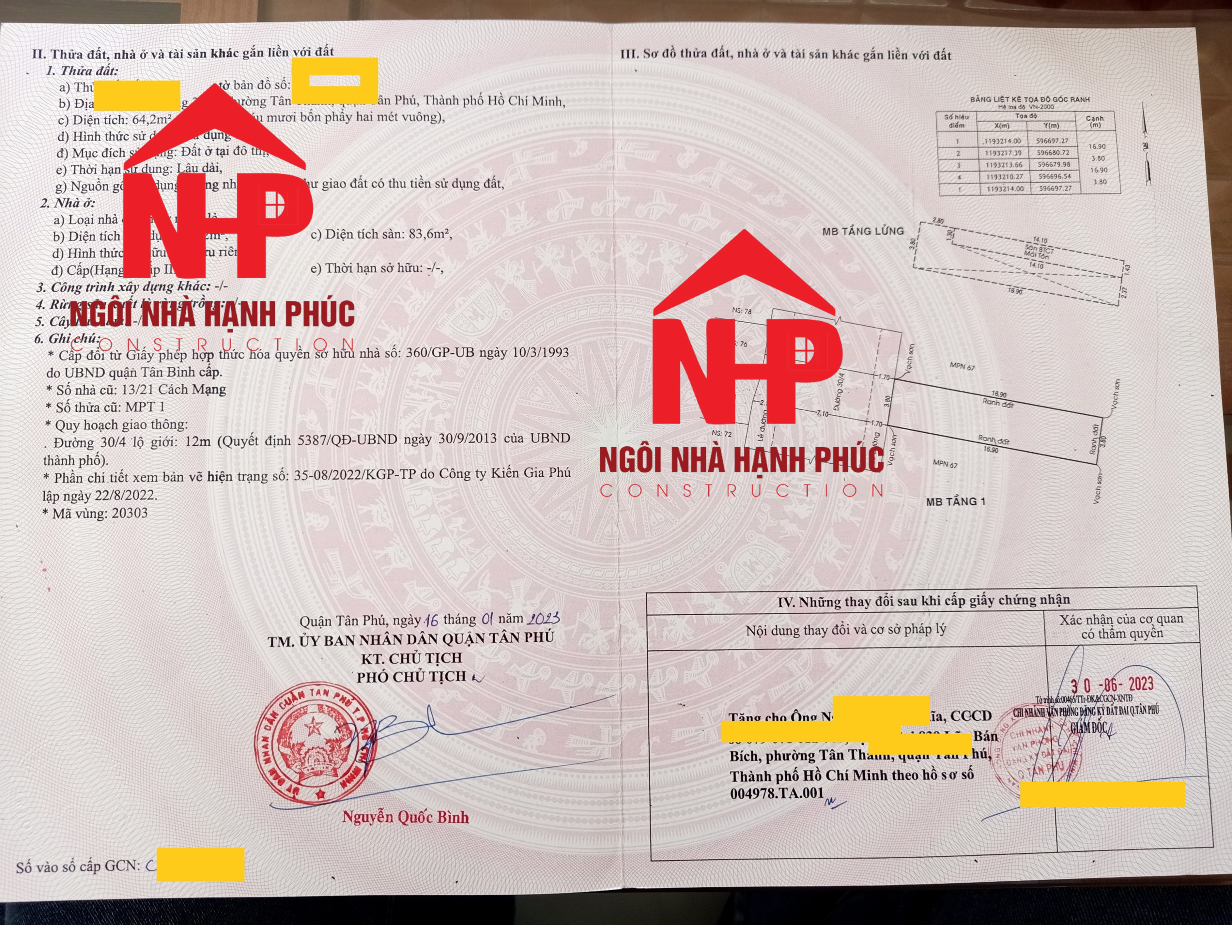 Sổ hồng trao tay – Sau khi hoàn thành hồ sơ pháp lý Đăng bộ (sang tên) T7