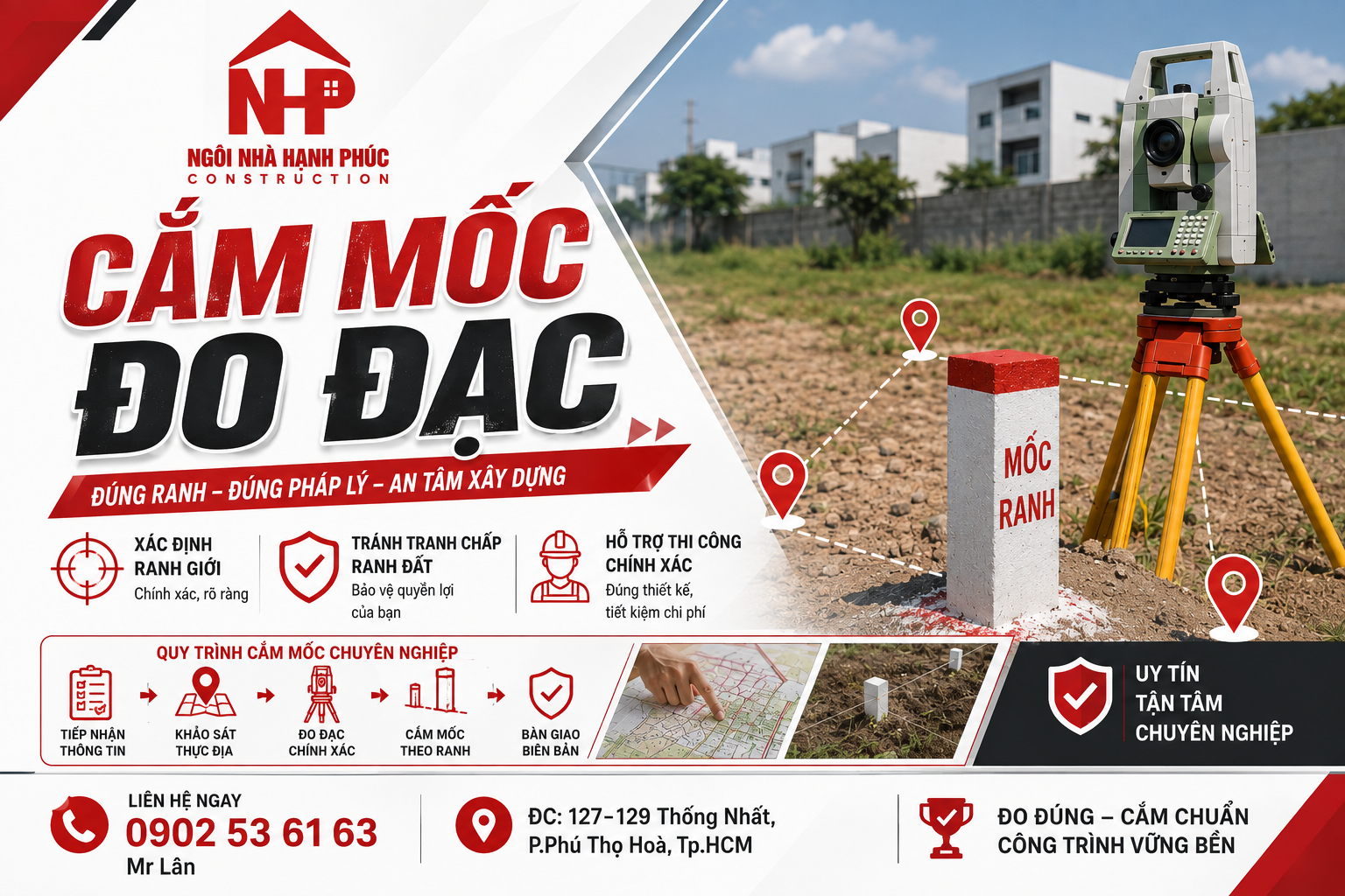Cắm mốc đo đạc đất tại TP.HCM – Xác định ranh giới chính xác, an tâm xây dựng