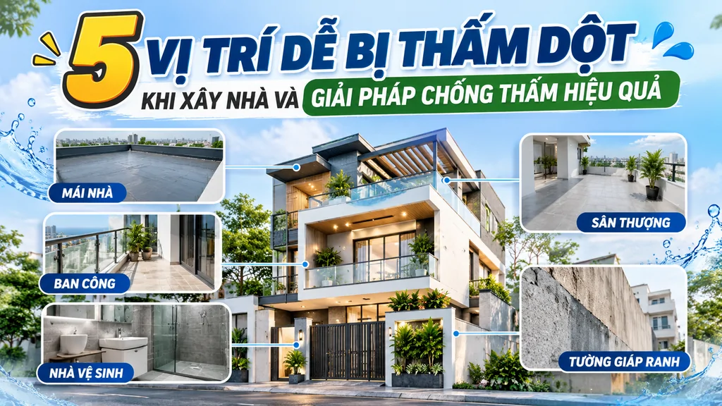 5 Vị Trí Dễ Bị Thấm Dột Khi Xây Nhà Và Giải Pháp Chống Thấm Hiệu Quả