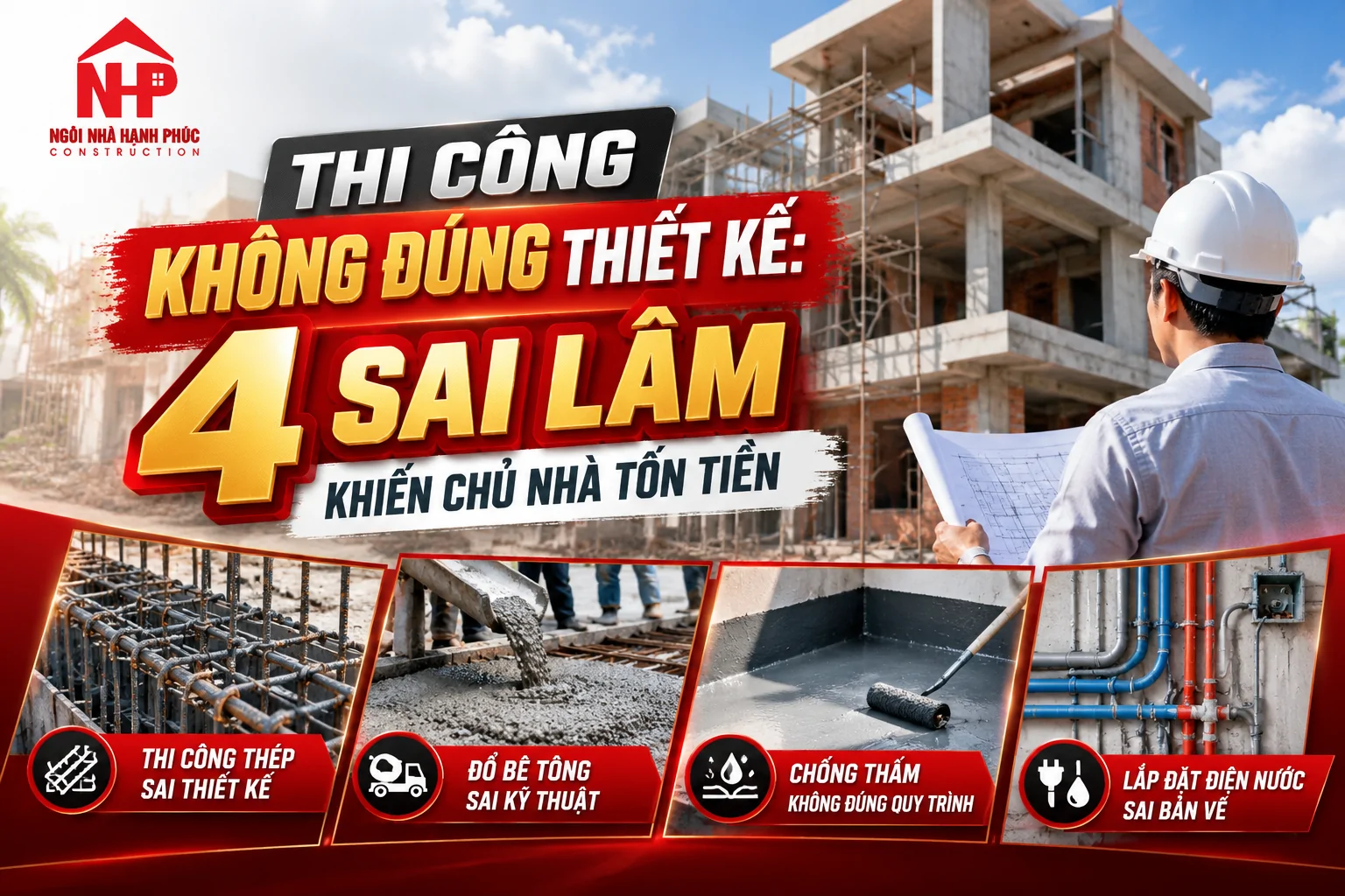 Thi Công Không Đúng Thiết Kế: 4 Sai Lầm Khiến Chủ Nhà Tốn Tiền