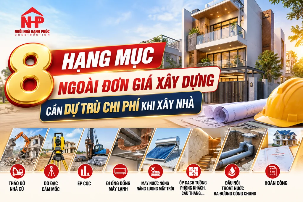 8 HẠNG MỤC NGOÀI ĐƠN GIÁ XÂY DỰNG CẦN DỰ TRÙ CHI PHÍ KHI XÂY NHÀ